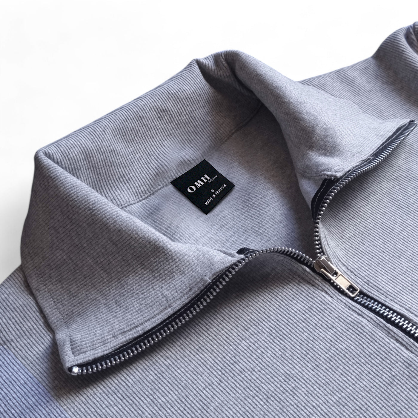 Grey Rib knitted Quarter Zipper - OMH Clothing