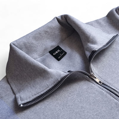 Grey Rib knitted Quarter Zipper - OMH Clothing