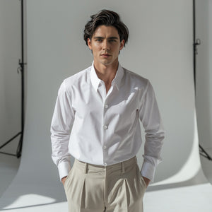 PREMIUM POINT COLLAR WHITE DRESS SHIRT - OMH Clothing