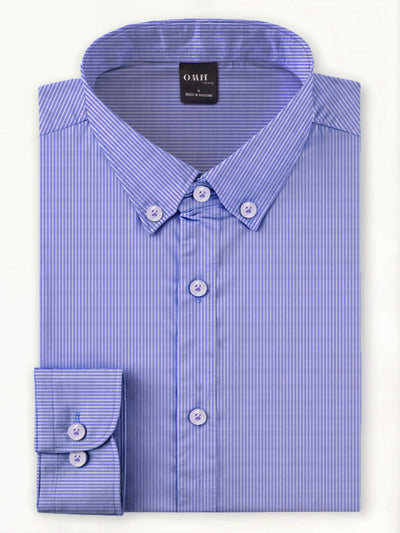 BLUE STRIPE SEMI-FORMAL SHIRT - OMH Clothing
