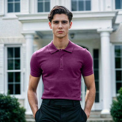 VIOLET LONG PLACKET POLO - OMH Clothing